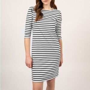 Saint James Propriano Form-Fitting Nautical Stripe Dress - Size 8